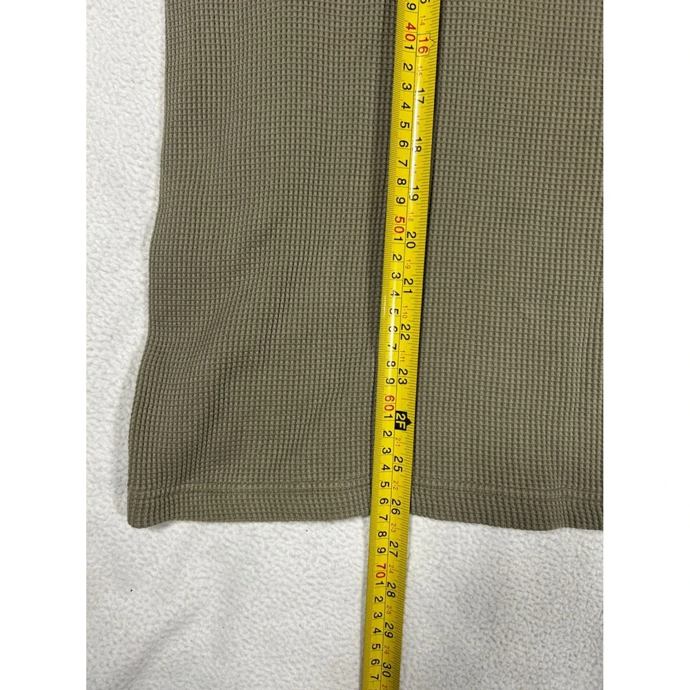 Rag & Bone Thermal Shirt Mens Medium Olive Green Waffle Knit Long Sleeve - Picture 4 of 4